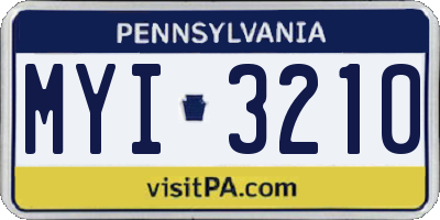 PA license plate MYI3210