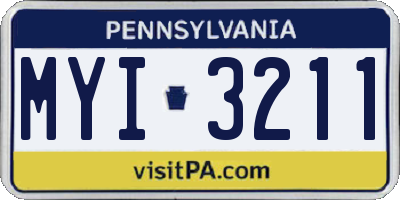 PA license plate MYI3211