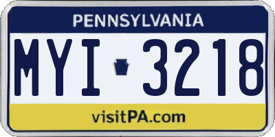 PA license plate MYI3218