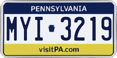PA license plate MYI3219