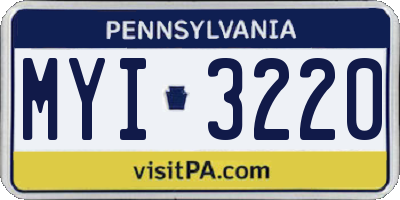 PA license plate MYI3220