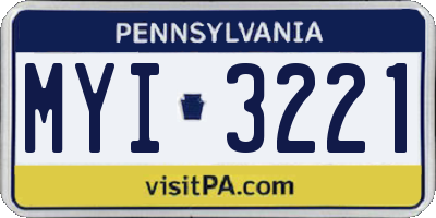 PA license plate MYI3221