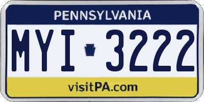 PA license plate MYI3222