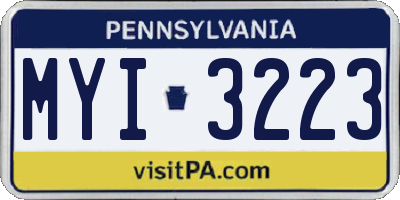 PA license plate MYI3223