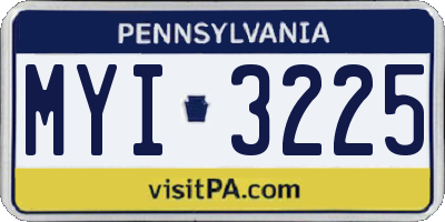 PA license plate MYI3225