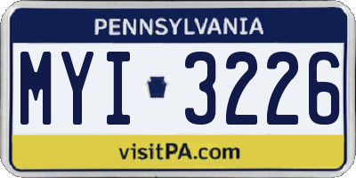 PA license plate MYI3226
