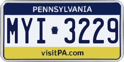 PA license plate MYI3229