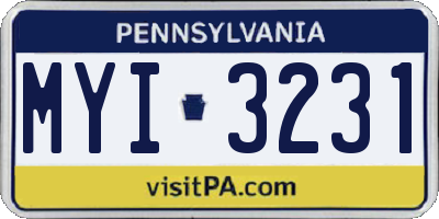 PA license plate MYI3231