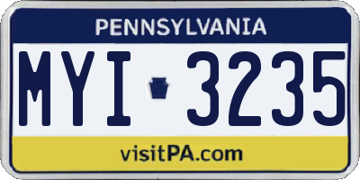 PA license plate MYI3235