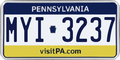 PA license plate MYI3237