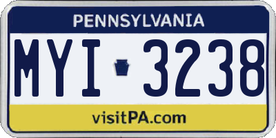 PA license plate MYI3238