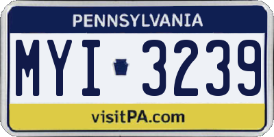 PA license plate MYI3239