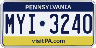 PA license plate MYI3240