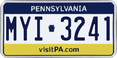 PA license plate MYI3241