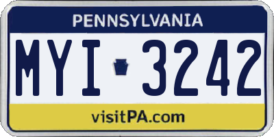 PA license plate MYI3242
