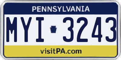 PA license plate MYI3243