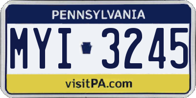 PA license plate MYI3245