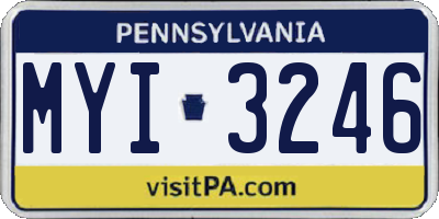 PA license plate MYI3246