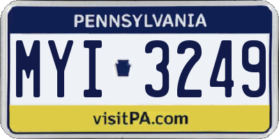 PA license plate MYI3249