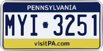 PA license plate MYI3251
