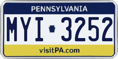 PA license plate MYI3252