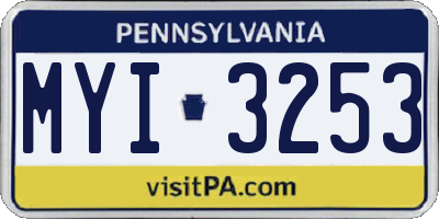 PA license plate MYI3253
