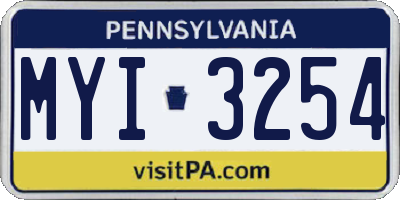 PA license plate MYI3254