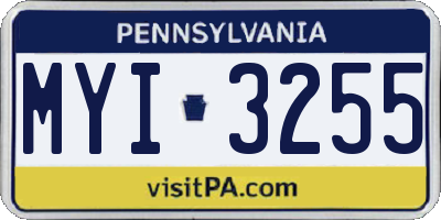 PA license plate MYI3255