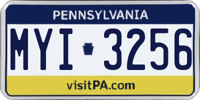 PA license plate MYI3256