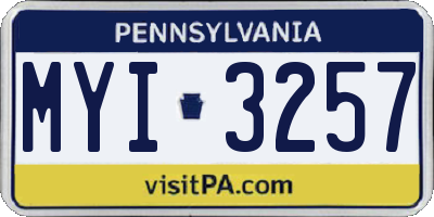 PA license plate MYI3257