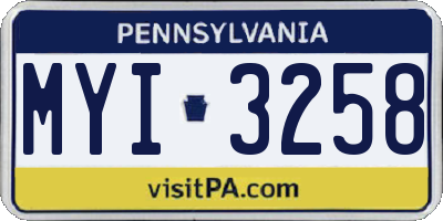 PA license plate MYI3258