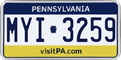PA license plate MYI3259
