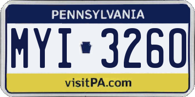 PA license plate MYI3260