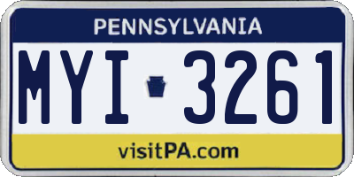 PA license plate MYI3261