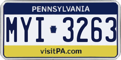 PA license plate MYI3263