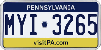 PA license plate MYI3265