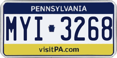 PA license plate MYI3268