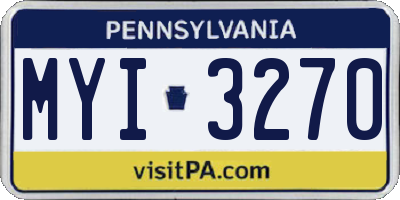 PA license plate MYI3270