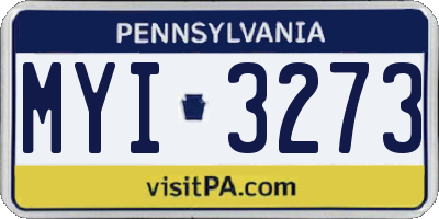 PA license plate MYI3273