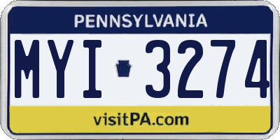 PA license plate MYI3274