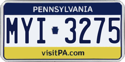 PA license plate MYI3275