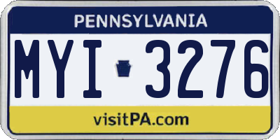 PA license plate MYI3276