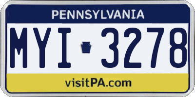 PA license plate MYI3278