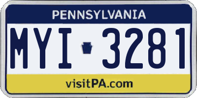 PA license plate MYI3281