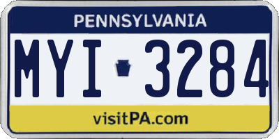 PA license plate MYI3284