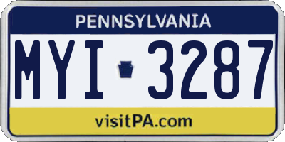 PA license plate MYI3287