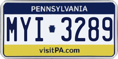 PA license plate MYI3289