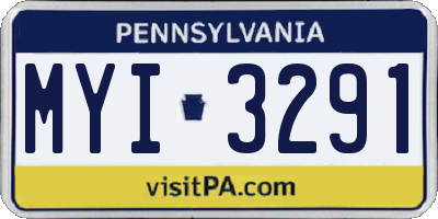 PA license plate MYI3291