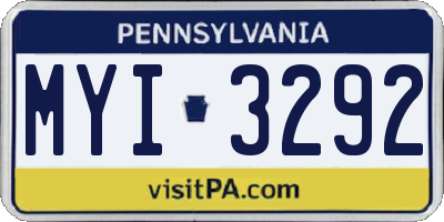 PA license plate MYI3292