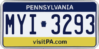 PA license plate MYI3293